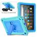 Dteck Case for All-New Kindle Fire HD 8 Tablet(10th Generation 2020 Release) & Fire HD 8 Plus Heavy Duty 3 in 1 Hybrid Rugged Shockproof Kickstand Case with Shoulder Strap Mint+Blue