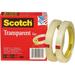 Scotch MMM6002P1272 Transparent Tape - 1/2 W 2 / Pack Clear