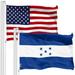 G128 Combo Pack: American USA Flag 3x5 Ft & Honduras Honduran Flag 3x5 Ft Both Printed 150D Polyester Indoor/Outdoor Brass Grommets