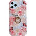 CASELIX Compatible with iPhone 13 Pro Case Flower Case Cute Clear for Women Girls with 360 Degree Rotating Ring Kickstand Soft TPU Shockproof Cover Compatible for iPhone 13 Pro Rose Butterfly