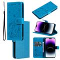 For iPhone 7 Case iPhone 8 Case iPhone SE 2020/SE 2022 Case Mantto PU Leather Cover with Cat Patterned Embossed Cute Painted Flip Wallet Card Case Kickstand Hand Strap Magnetic Closure Case Blue