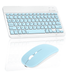 Rechargeable Bluetooth Keyboard and Mouse Combo Ultra Slim Full-Size Keyboard and Ergonomic Mouse for SAMSUNG Phones and All Bluetooth Enabled Mac/Tablet/iPad/PC/Laptop - Sky Blue
