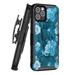 Capsule Case Military Case Compatible with iPhone 13 Pro [Shockproof Grade Kickstand Holster Belt Clip Heavy Duty Black Case Cover] for iPhone 13 Pro All Carriers (Blue White Roses)