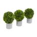 Nearly Natural 9 in. Boxwood Artificial Mini Topiary - Set of 3
