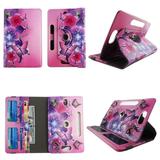 Flower Butterfly Pink tablet case 7 inch for iRulu X1s HD Lalbay 7 7inch android tablet cases 360 rotating slim folio stand protector pu leather cover travel e-reader cash slots
