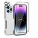 Xhy iPhone 14 Case with Screen and Lens Protector 2 in 1 Double Layer Rugged Drop Resistant Military Grade Full Body Protection TPU Durable Detachable for iPhone 14 6.1 inch 2022 Phone - White Grey