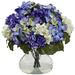 Nearly Natural Hydrangea Artificial Flowers with Large Vase Blue