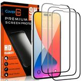 CoverON 3pcs Pack For Apple iPhone 14 Pro Max Screen Protector Tempered Glass - 98% full Coverage