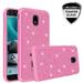 Samsung Galaxy J3 2018 Case Galaxy J3 Orbit Case Galaxy J3 Star Case Galaxy J3 V 2018/J3 Achieve/J3 Aura/Express Prime 3/Amp Prime 3 Case w/[Tempered Glass Screen Protector] Glitter Cover - Hot Pink