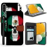 BC Pocket Wallet [Card Slots & ID Window] Case for Samsung Galaxy A13 5G - Mexico Skull