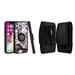 Bemz Ring Series Case for iPhone 14 (TPU Silicone Cover with Magnetic Stand) and Vertical Rugged Nylon Belt Holster Pouch - Black White Marble