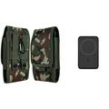 Pouch and Power Bank Bundle for iPhone 14 Pro: Vertical Rugged Nylon Belt Holster Case (Green Camo) and 20W PD Power Delivery Type-C Portable Charger Battery (15W Wireless)