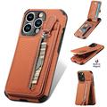 Mantto Wallet Case for iPhone 13 Zipper Wallet Case with Credit Card Holder Weave Pattern Slim Fit Card Holder Case for Apple iPhone 13 -6.1 inch(Brown)