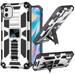For Apple iPhone 14 (6.1 ) Heavy Duty Stand Hybrid Shockproof Rugged with Built-in Kickstand Fit Magnetic Car Mount Cover Xpm Phone Case [ Silver ]