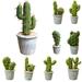 Cheer.US Artificial Succulent Plants Faux Cactus Decorative Faux Succulents Potted Fake Cactus Cacti with Gray Pots Rock Sand Included Artificial Faux Cactus for Bathroom/Home Decor House Decorations
