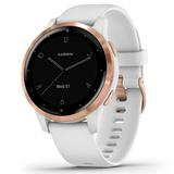 Garmin vÃ­voactiveÂ® 4S Rose Gold Stainless Steel Bezel with White Case and Silicone Band