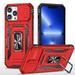 FIEWESEY iPhone 14 Case iPhone 14 Pro Case iPhone 14 Pro Max Case Military Grade Shockproof with Slide Camera Cover/Card Holder Hard Ring Stand for iPhone 14 Series - iPhone 14 Plus(Red)