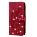 Bling Case for iPhone 6 Plus/iPhone 7 Plus/iPhone 8 Plus Allytech Glitter Sparkly Diamond Embossed Retro Butterfly PU Leather Flip Kickstand Wallet Case for iPhone 6 Plus/7 Plus/8 Plus(5.5 ) Red