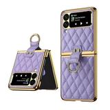 K-Lion Z Flip 3 Cover Galaxy Z Flip 3 Phone Case Luxury PU Leather Shockproof Anti-Scratch Ring Holder Defender Portable Protective Cover for Samsung Galaxy Z Flip 3 5G 2021 Purple