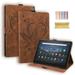 Dteck Case for All-New Amazon Fire HD 10 and Fire HD 10 Plus (Compatible with 11th Generation 2021 Release) Embossed Butterfly PU Leather Folio Flip Case with Card Slots Auto Wake Sleep Brown