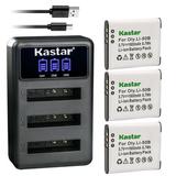 Kastar 3 Pack Battery and LCD Triple USB Charger Compatible with Pentax D-Li92 Optio WG-10 WG-20 Optio WG-30 Optio WG-40 Optio WG-50 Optio WG-60 Optio WG-70 Optio WG-80 Optio I-10 Optio RZ10