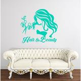 Harriet Bee Hair & Beauty Salon Art Personalized Wall Decal Plastic in Green/Blue | 22 H x 24 W x 0.1 D in | Wayfair