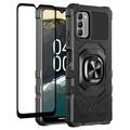 Compatible Case for Nokia G400 5G Case w/Tempered Glass Screen Protector [Military Grade] Ring Car Mount Kickstand Shockproof Hard Phone Case - Black