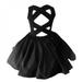 Bullpiano Young Girls Elegant Goth Dresss Black Sleeveless Tutu Dress Backless Off Shoulder Party Kid Dresses 1 2 3 4 5 6 Years Old