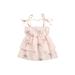 Canrulo 4 Colors Summer Baby Girls Cute Dress Flowers Printed Off Shoulder Sleeveless A-Line Mini Dress Pink 18-24 Months