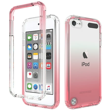 iPod Touch 7th Generation Gradient Clear Case iPod Touch 6th/5th Gen Case Dteck Rugged Shockproof Case Hard Protective Cover for Apple iPod Touch 7th/6th/5th Gen Red