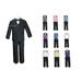 Baby Boy Kid Teen Formal Wedding 7pc Black Suit Tuxedo + 9 Color Vest Tie S-20
