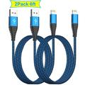 [2 Pack]6ft iPhone Charger Cord XUDUO Lightning Fast Charging Cable Long Charger Cord Compatible with iPhone 14/13/12/11 iPad 6/5 iPod-Blue