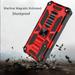 For Apple iPhone 12 Mini (5.4 ) Heavy Duty Stand Hybrid [Military Grade] Rugged with Built-in Kickstand Fit Magnetic Car Mount Cover Xpm Phone Case [Red]