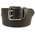 38-42 inch (L), Black, Nickel Plated Solid Brass Double Prong Buckle Mens Quality 1.5" Wide Leather Belt Made In UK