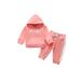 Fiomva Baby s Suit Hooded Kangaroo Pocket Letter Long Sleeve Pullover with Pants