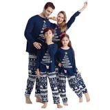 GRNSHTS Family Christmas Matching Pajamas Sets Long Sleeve Top and Pants Sleepwear Holiday PJs for Women/Men/Kids/Couples (Blue Dad XXL)