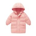 Hunpta Toddler Kids Little Girls Winter Solid Coat Windproof Outerwear Mediun Length Warm Jacket Down Coat Cotton Hooded Wadding Outwear