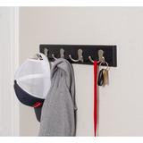 17 Stories Amsha Decorative Home Storage Dual Hooks Wall Mounted Coat Rack Wood/Metal in Black | 5 H x 21 W x 3 D in | Wayfair