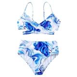 nsendm Girls Bikini Size 7 Girls Two Summer Floral Swimsuit To Printing Cute Dyeing Kids Swimsuits for Girls 10-12 Blue 8 Years