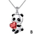 Cute Panda Bear Necklace Pendant Heart Round Shape Necklace Necklace Chain Gift Zircon Collar A4D0