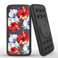 INFUZE Qi Wireless Portable Charger for AT&T Fusion 5G External Battery (12000 mAh 18W Power Delivery USB-C/USB-A Quick Charge 3.0 Ports Suction Cups) - White & Red Flowers