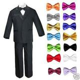 6pc 13 Color Boy Black Formal Wedding Party Suits Tuxedo Set + Bow Tie All Sizes