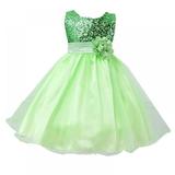 Bullpiano 3-10T Girl Sleeveless Sequins Formal Dress Princess Pageant Dresses Kids Prom Ball Gown for Wedding Party (Green)