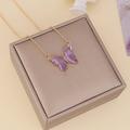 Floleo Clearance Ladies Fashion Multicolor Butterfly Necklace Crystal Clavicle Chain Pendant