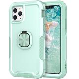 Elepower for iPhone 11 Pro Max 6.5 2019 Case Multi-Layer Anti-Drop Case with Ring Kickstand & Car Mount Shockproof Protective Case for 11 Pro Max Ladies Women Men Green