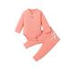 Infant Baby Girl Boy Clothes Knit Button Romper Top Pants Set 2Pcs Baby Fall Winter Bodysuit