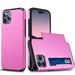 Suitable For iPhone14 Pro Max Mobile Phone Case Slide Card 2-in -1 Anti-fall Wallet Protective Cover Hotpink