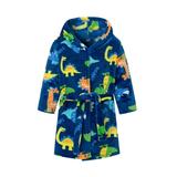 Pudcoco Kid Hooded Sleeping Dinosaur Solid Color Long Sleeve Thick Bath Robe