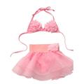 Calsunbaby 2Pcs Newborn Baby Girls Summer Swimwear Floral Bikini Tops Tutu Skirt Bottoms Swimsuit Beachwear Pink 4-5 Years