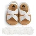 Infant Baby Girls Boys Summer Sandals & Headbands Set Newborn Toddler Open Toe Princess Dress Wedding Flats Shoes Soft Non-slip Sole First Walker Crib Shoes